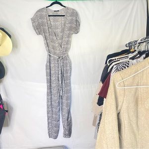 Tart SS Jumpsuit with Black, White, & Grey Scoop Print